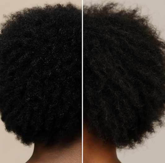 Woman moisturizing her natural curls with leave-in conditioner and oil.