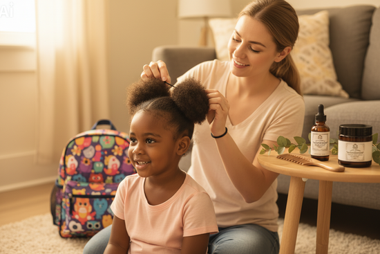 Mom Styling Daughter's Afro Puffs